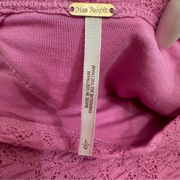 Free People Tea Time Top Plumeria Open Back Floral Lace Balloon Sleeves Size L - Picture 12 of 15